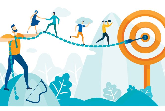 People Run to Goal, Leadership Practicing Skills.